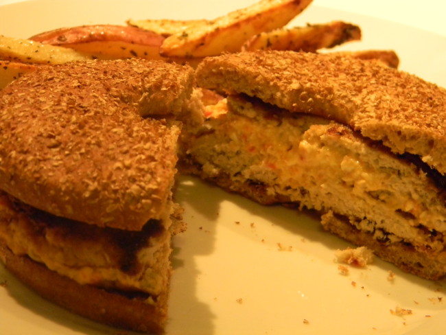 Roasted Pepper Feta Stuffed Burgers