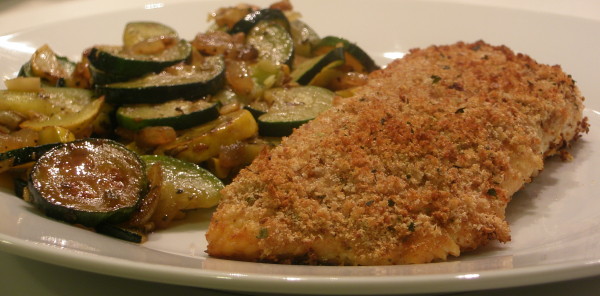 Baked Honey Mustard Salmon and Sauteed Zucchini